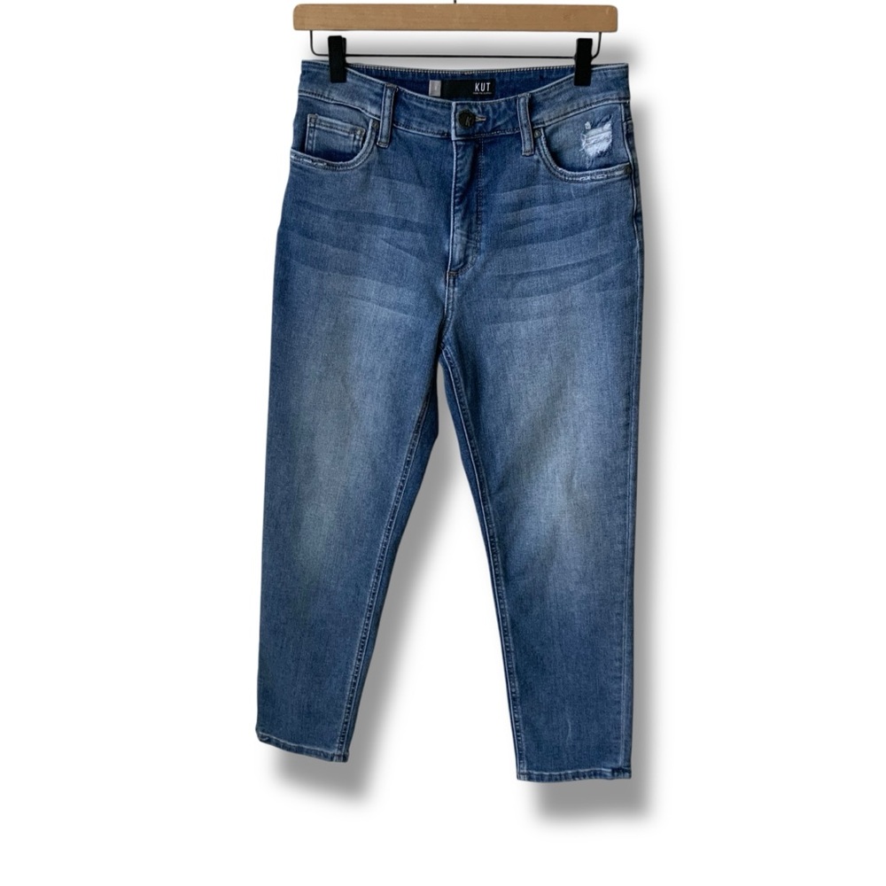 KUT FROM THE KLOTH Jeans Naomi Fab Ab Crop Straight Leg Blue Size 4 - Picture 3 of 15
